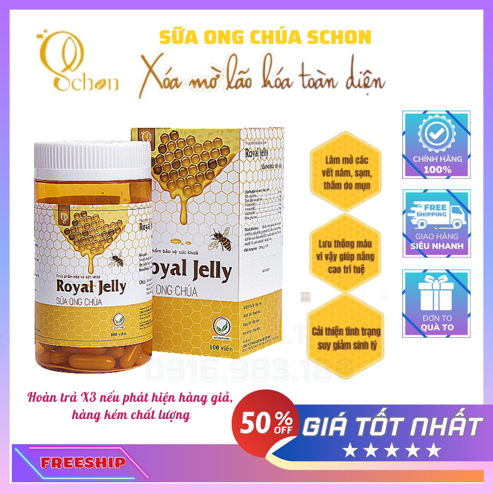 {GIÁ SỈ} Viên Uống Sữa Ong Chúa Schon Royal Jelly cải thiện suy giảm nội tiết tố, đẹp da [100 viên]