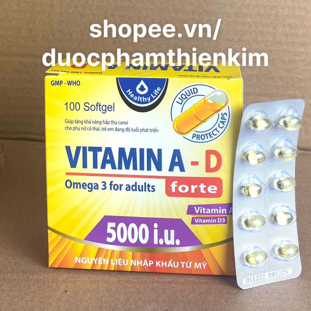 Bổ sung vitamin A D cho cơ thể giúp sáng mắt, đẹp da, tăng cường sức khỏe - 100 viên