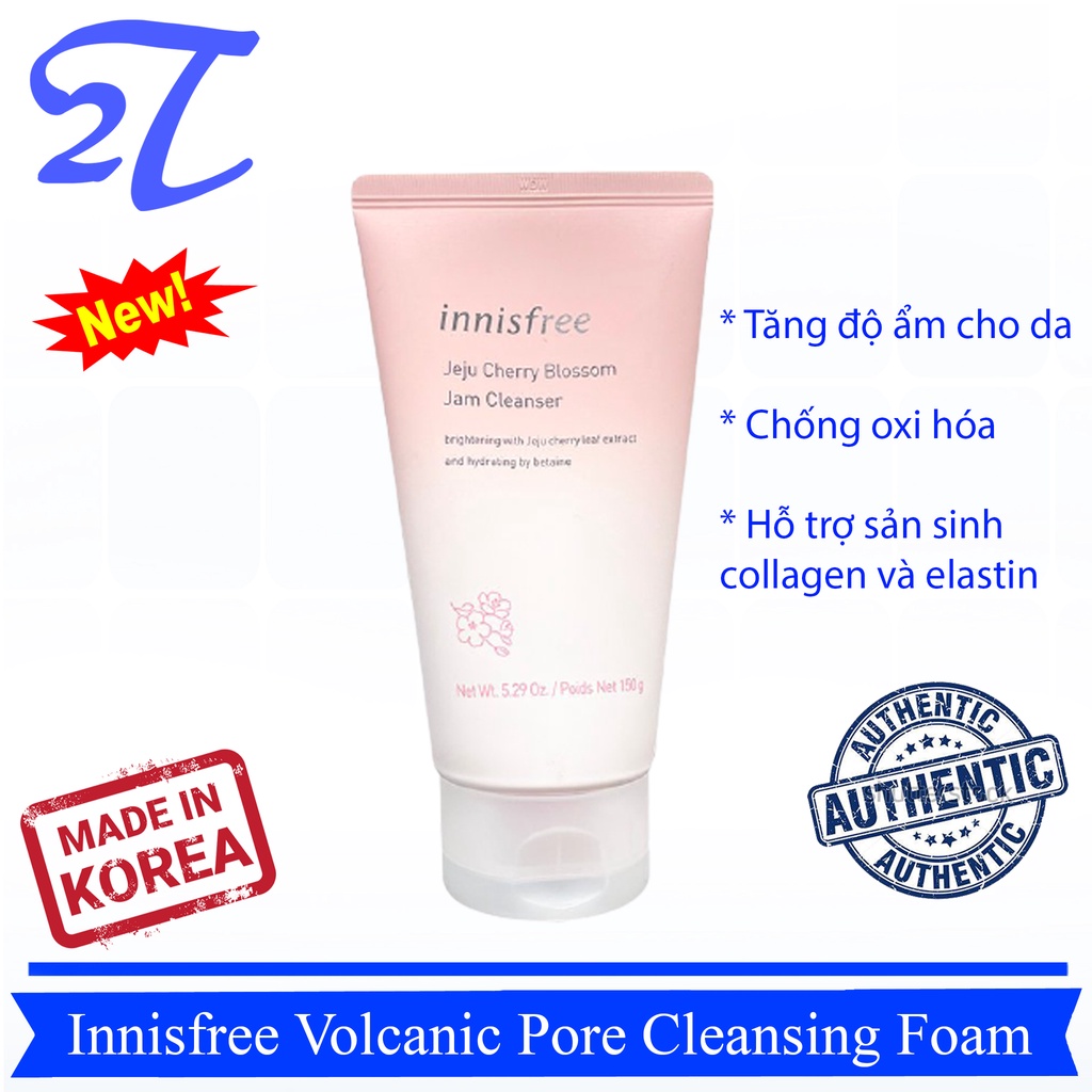 Sữa Rửa Mặt Dạng Gel INNISFREE Hoa Anh Đào Jeju King Cherry Blossom Weakly Acidic Jam Cleanser 150ml