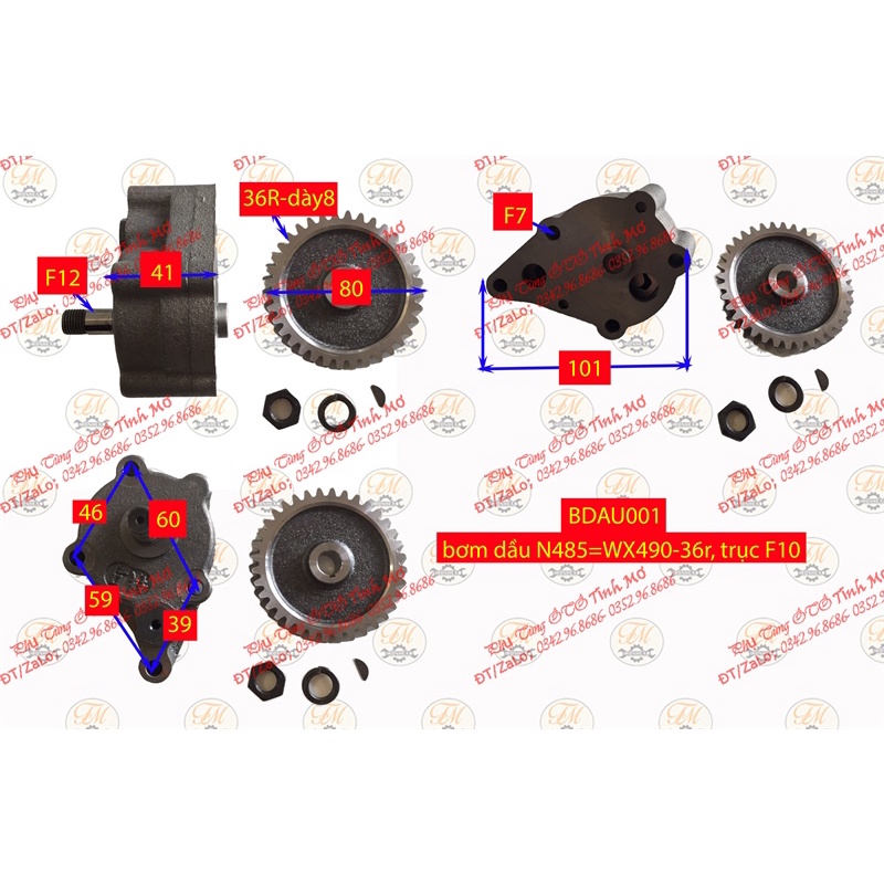 bơm dầu N485=WX490-36r, trục F10