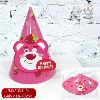 SP070251 - set 10 chiếc mũ giấy in hình gấu Lotso siêu cute cho bé