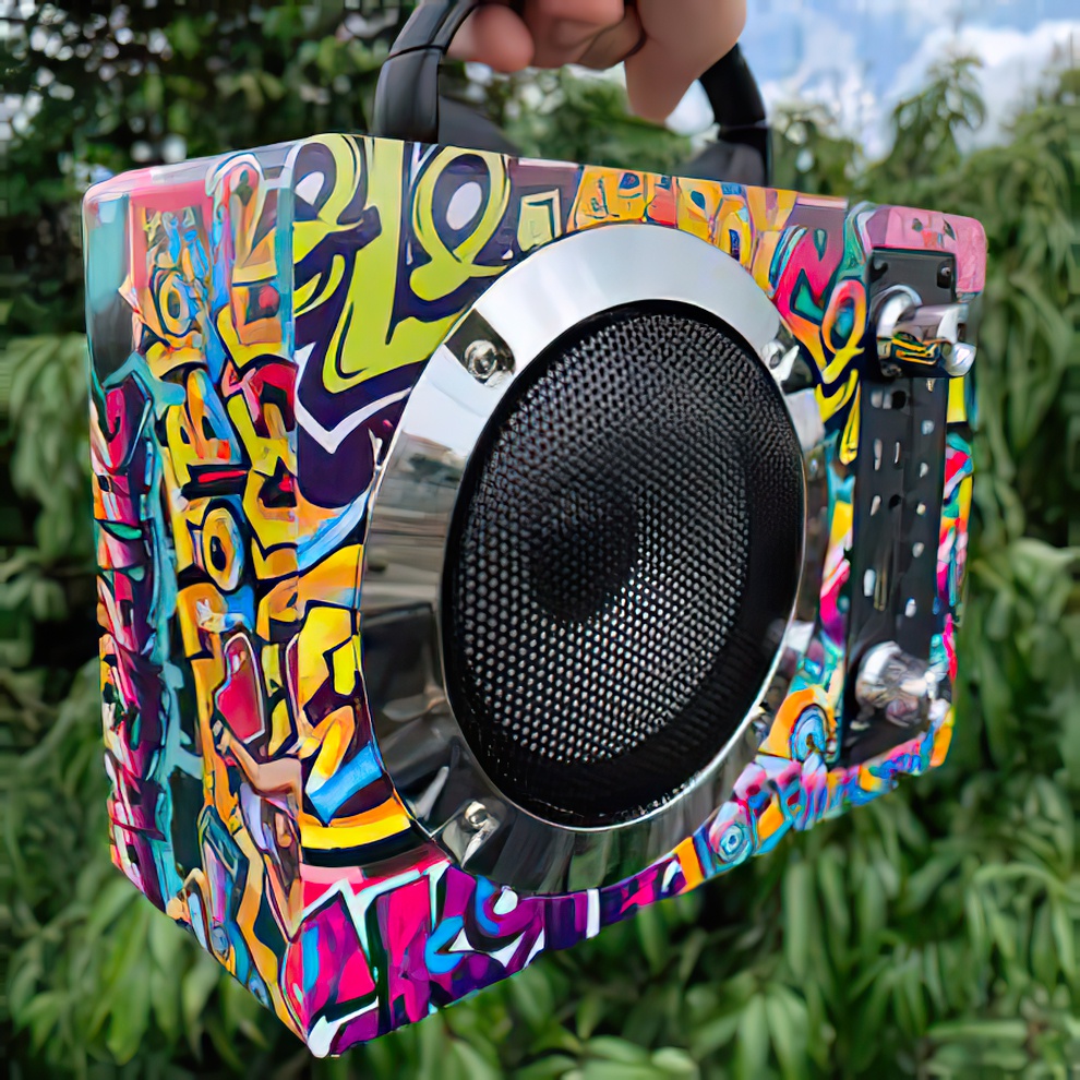 Loa Bluetooth Bass Cực Mạnh Loa Bluetooth Không Dây M10，Họa Tiết Graffiti Có Thẻ Nhớ SD Di Động Ngoài Trời