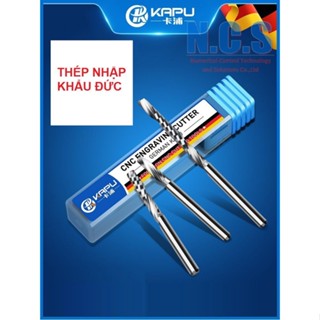 Kapu - Mũi dao cắt CNC gỗ, MICA, PVC xoắn 1 lưỡi ( me ) cán ( cốt ) 3.175, công nghệ Đức, thép Đức
