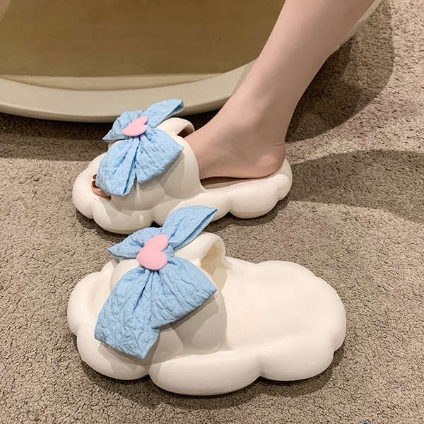 Dép bánh mì dôi dép đế dày nơ trái tim cô gái đáng yêu