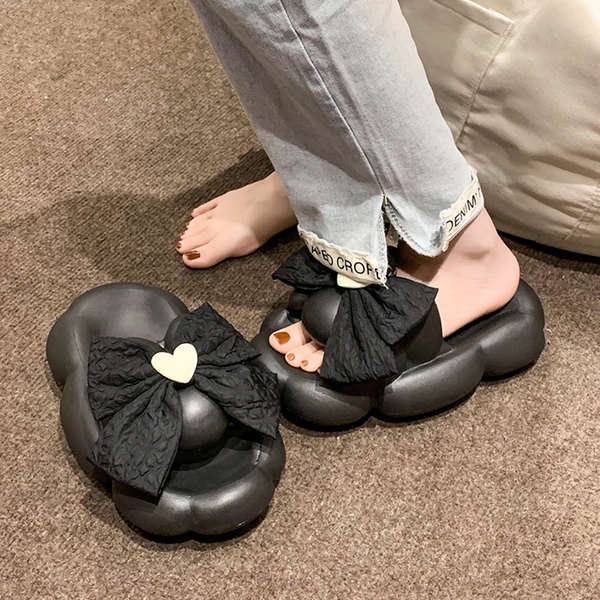 Dép bánh mì dôi dép đế dày nơ trái tim cô gái đáng yêu