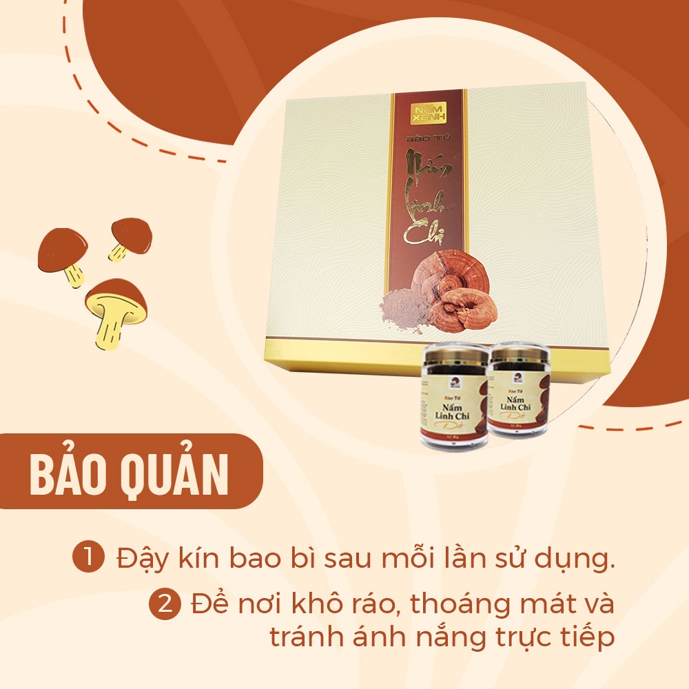 Hộp 2 Hũ Bào Tử Nấm Linh Chi Đỏ Làm Quà Biếu Tặng Cho Sức Khỏe - Nông Trại Nấm Xanh