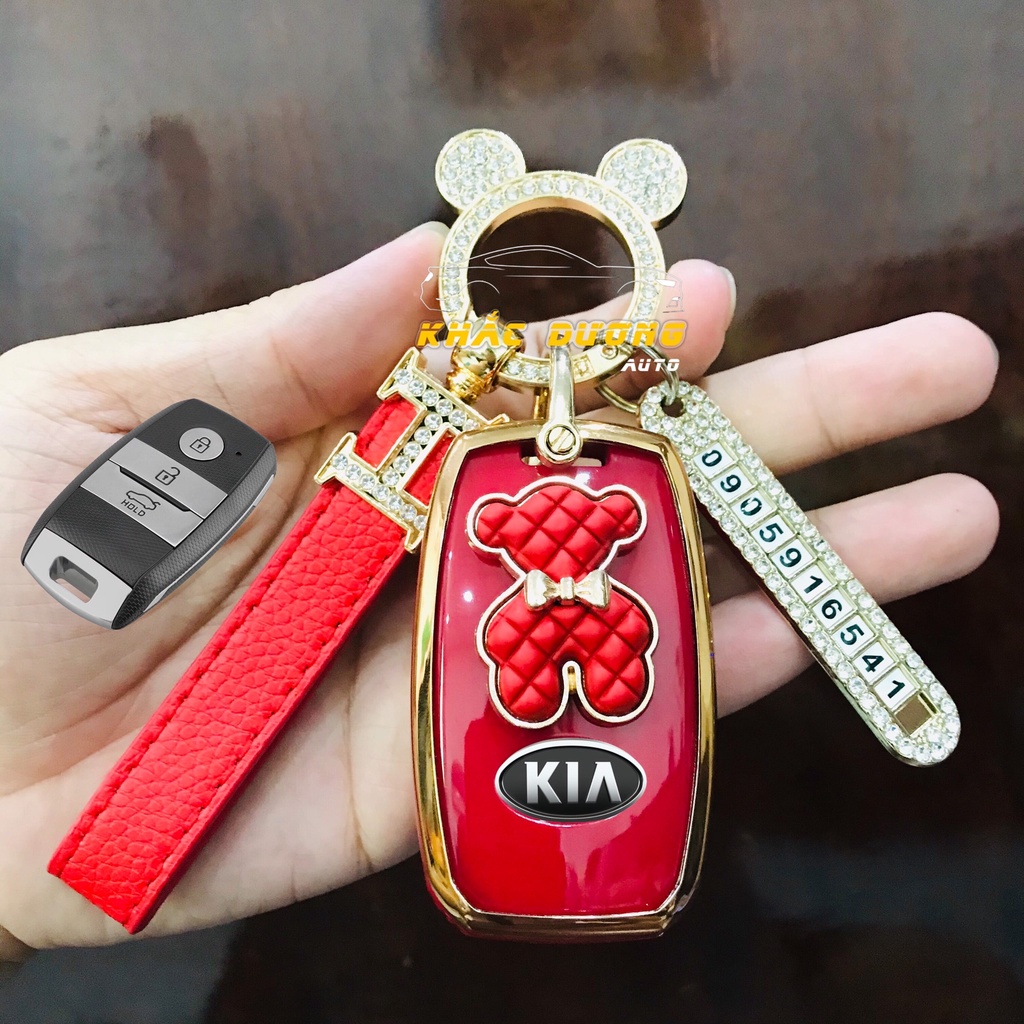 Ốp chìa khoá Kia Sonet Morning Seltos K3 Carens Cerato Soluto TPU đính đá nhân tạo sang trọng