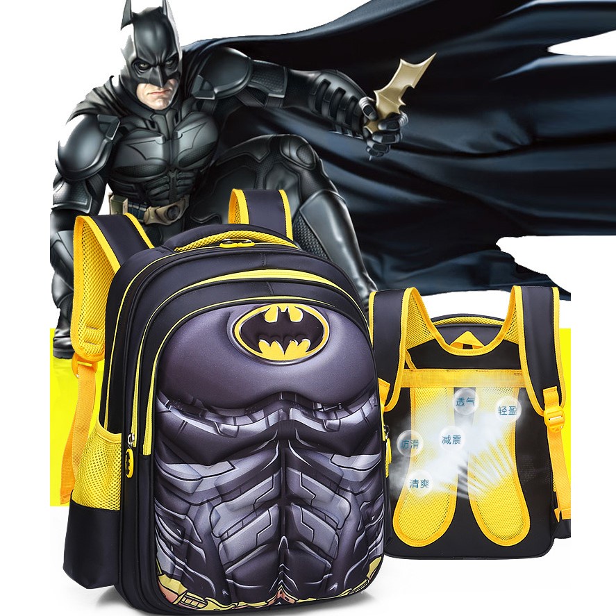 Balo Tiểu Học, Balo Siêu Nhân, Người Nhện, Caption, Batman Cho Bé Từ Lớp 1-2-3 Siêu Nhẹ Chống Nước