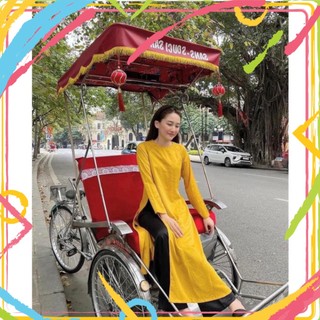 Áo dài cách tân dáng xuông lụa kèm quần