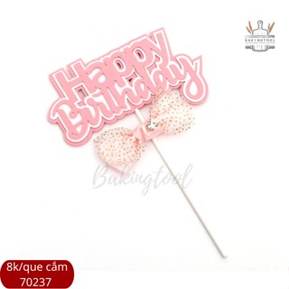 SP070237 - Set Que cắm HPBD 2 lớp hồng+nơ hồng