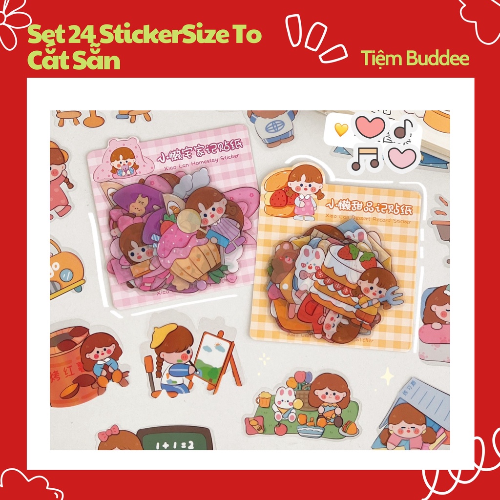 Set 24 Stickers Size To Cắt Sẵn Chất Liệu PVC Chống Nước Dùng Để Trang Trí Điện Thoai, Bình Nước, Sổ Tay
