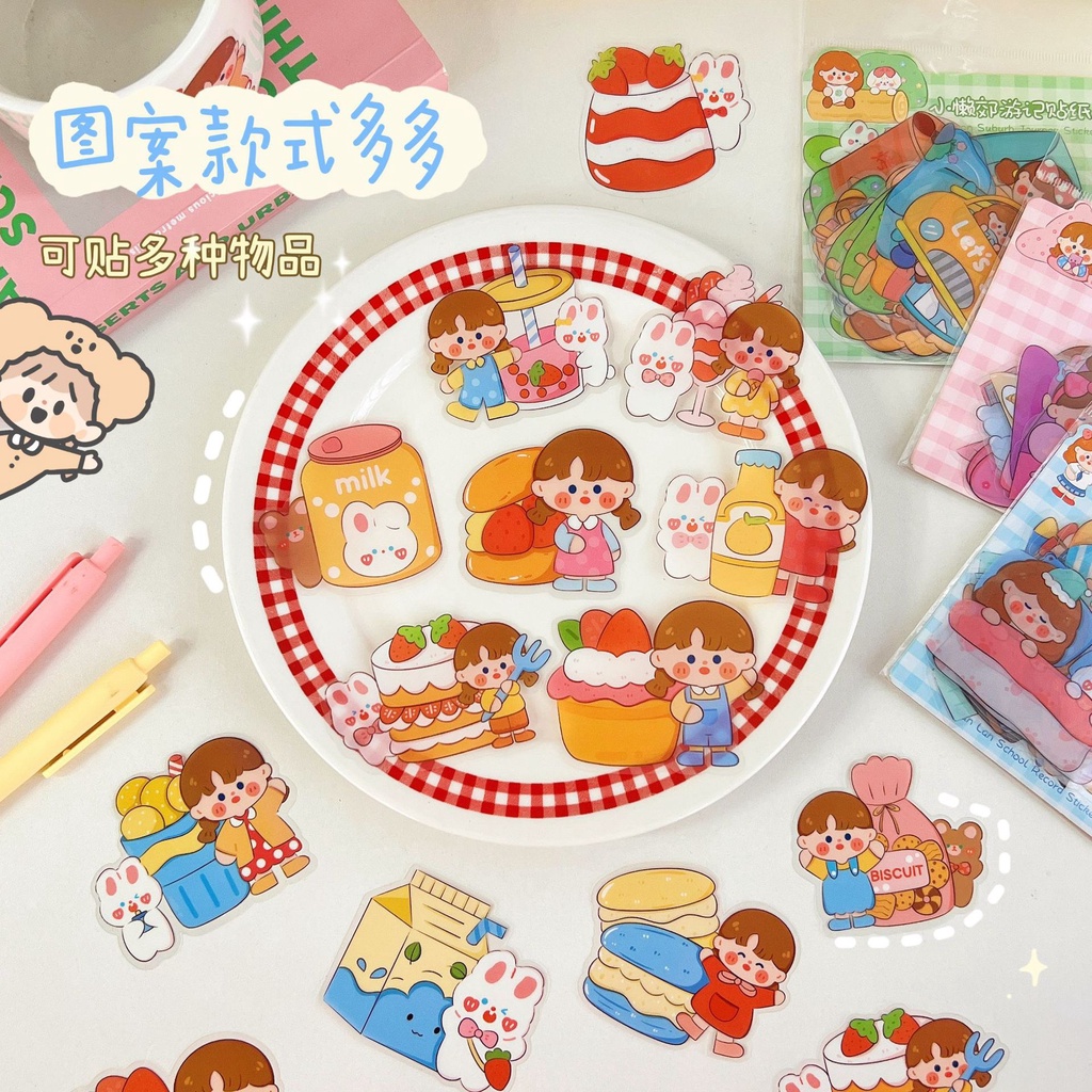 Set 24 Stickers Size To Cắt Sẵn Chất Liệu PVC Chống Nước Dùng Để Trang Trí Điện Thoai, Bình Nước, Sổ Tay