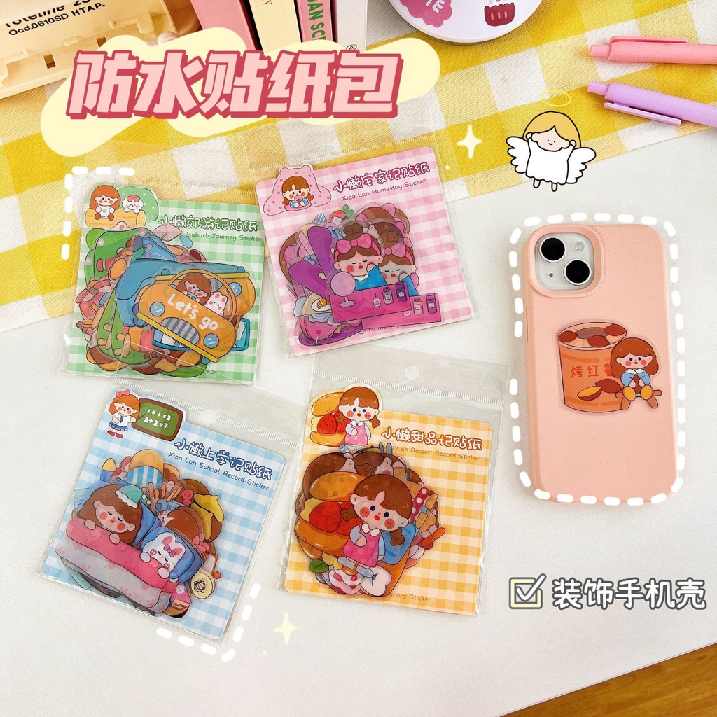 Set 24 Stickers Size To Cắt Sẵn Chất Liệu PVC Chống Nước Dùng Để Trang Trí Điện Thoai, Bình Nước, Sổ Tay