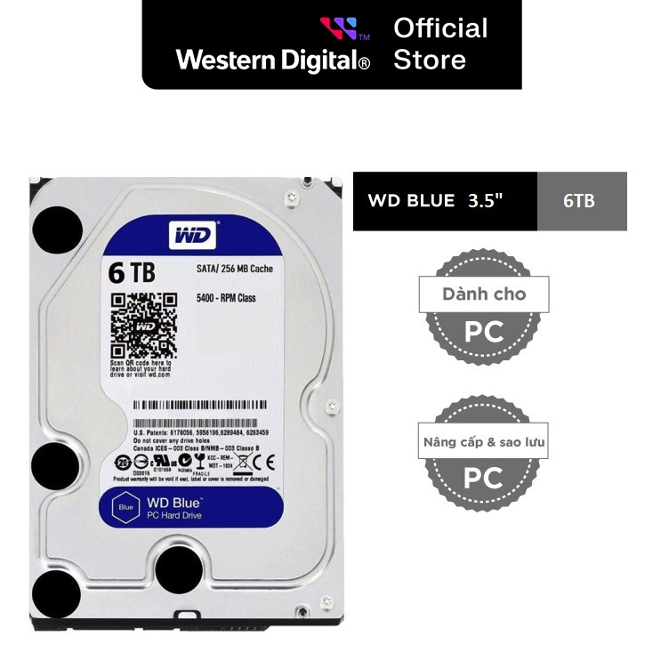 Ổ Cứng HDD Western Digital WD BLUE 6TB/64MB/5400rpm/3.5" - WD60EZAZ