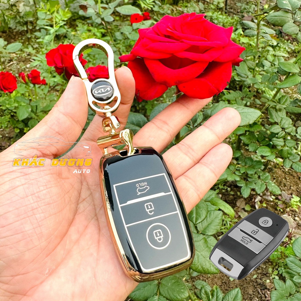 Ốp chìa khoá Kia Sonet Morning Seltos K3 Carens Cerato Soluto TPU đính đá nhân tạo sang trọng