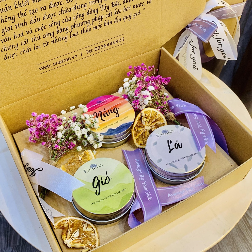 Quà Tặng Sinh Nhật Nến Thơm OnaTree Gồm 3 Nến Thơm Size 50g/70g