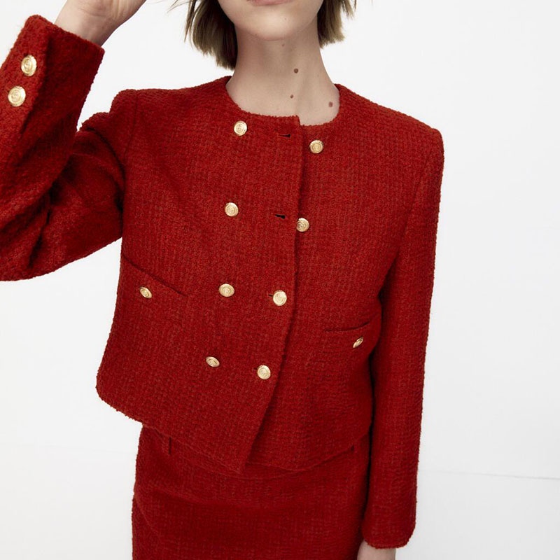 Ảnh thật 4 hình cuối-HC626.Áo khoác Tweed dáng ngắn phong cách Âu Mỹ kiểu US Zar sang chảnh