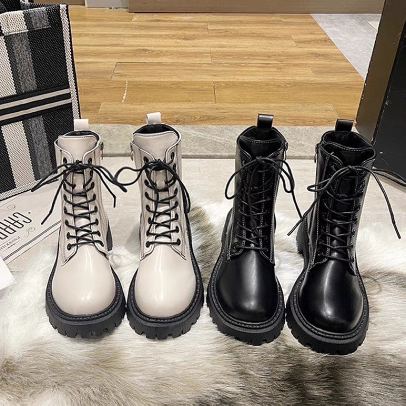 Giày boots nữ cổ cao khoá kéo(Hàng Sẵn)