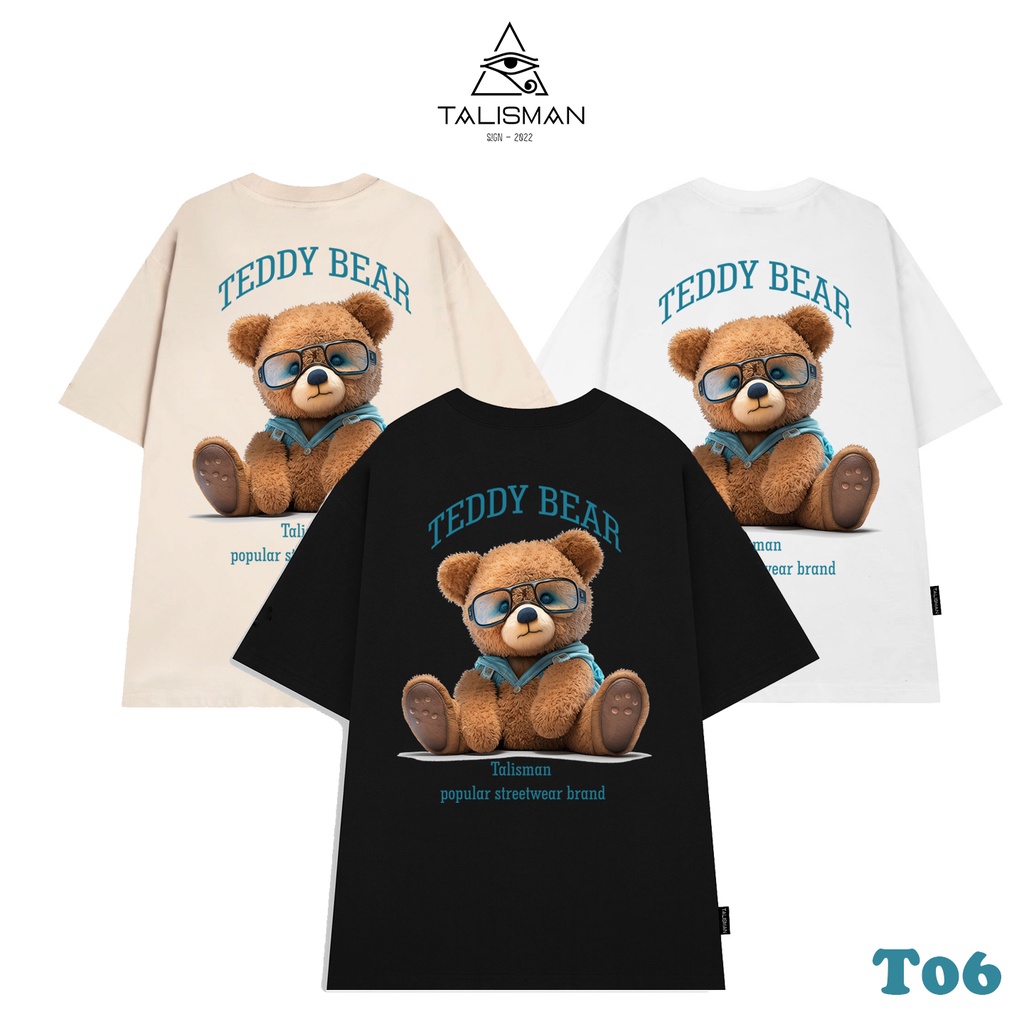 Áo phông đen, Áo phông trắng TALISMAN T06 unisex Bear Broun