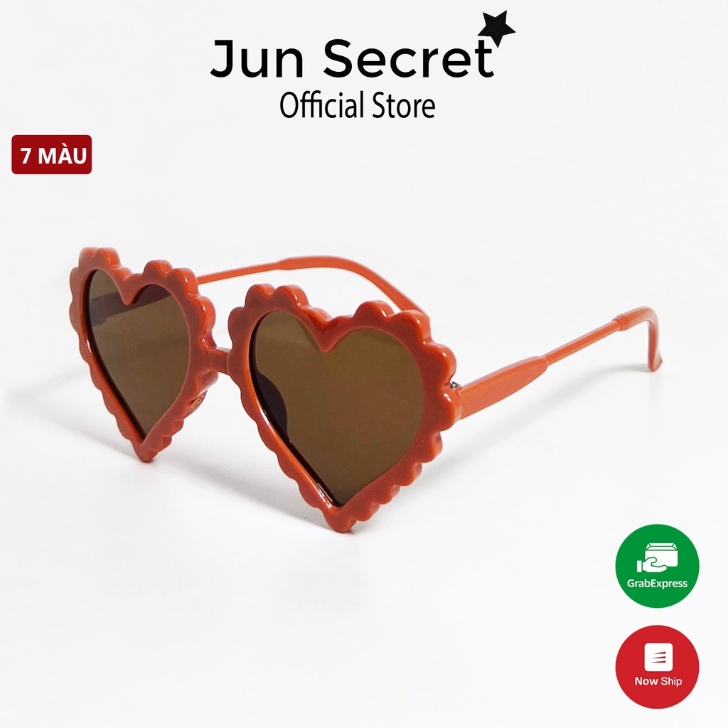 Kính mát trẻ em Jun Secret gọng nhựa, kiểu kính trái tim chống chói, chống tia UV danh cho bé từ 2 đến 7 tuổi JSBETIM