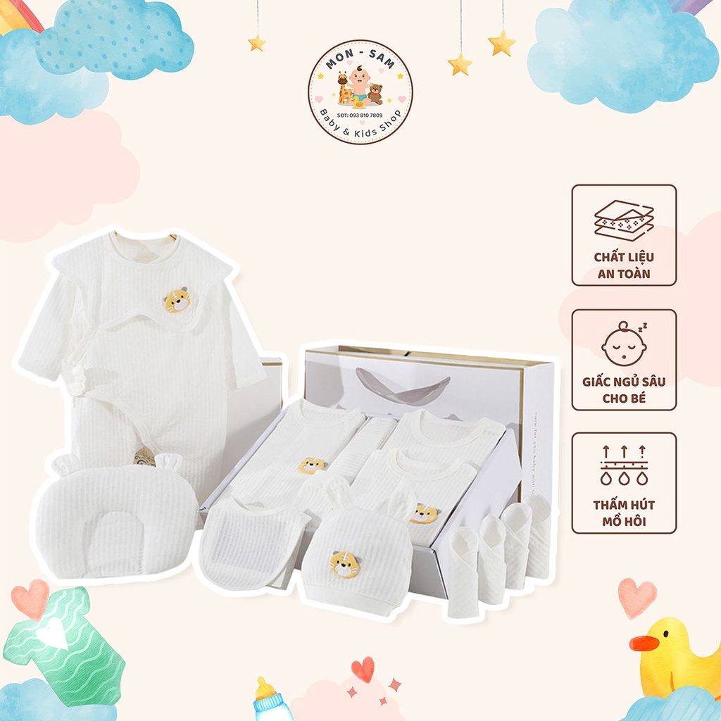 Set quà sơ sinh cho bé 21 chi tiết chất cotton mùa hè cao cấp - Mon - Sam Baby & Kids Shop
