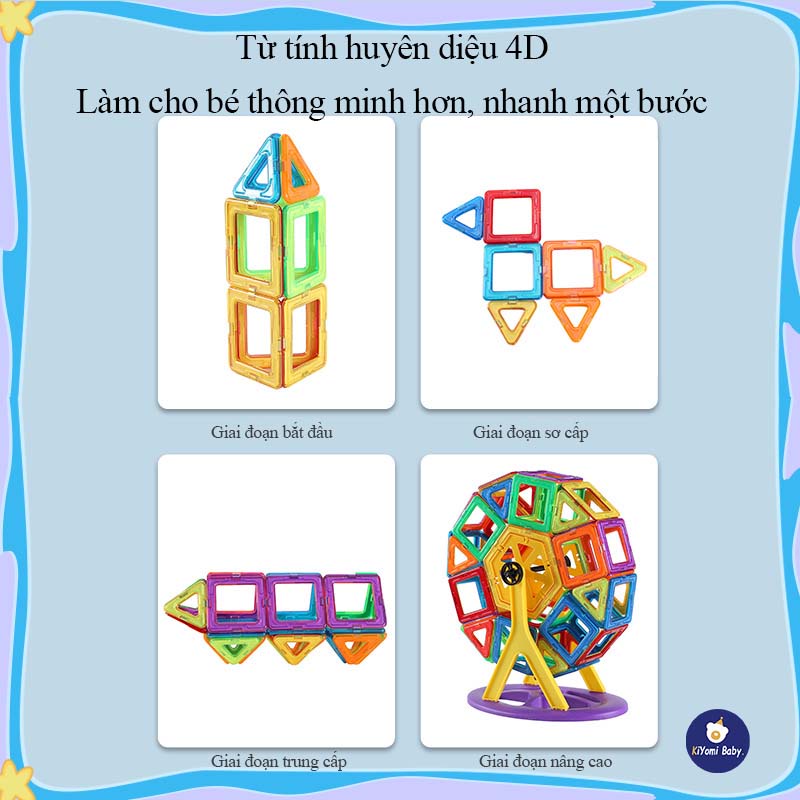 Bộ Miếng Ghép Nam Châm 4D Montessori, đồ chơi giáo dục từ tính cho bé