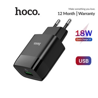 Củ sạc hoco c72q sạc nhanh 18w 1 cổng usb chân tròn hỗ trợ qc3.0