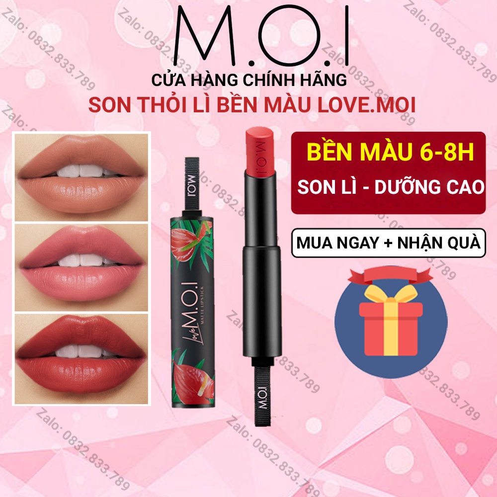 Son Thỏi Lì Hồ Ngọc Hà MOI Cosmetics LOVE.MOI - bền màu lâu trôi không lem【CAM KẾT HÀNG CHÍNH HÃNG®】