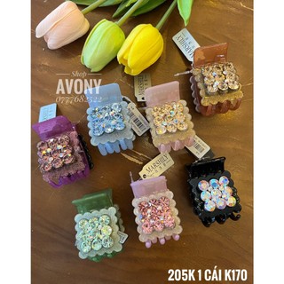 [XỊN] Kẹp tóc càng cua 5 răng vuông đính đá cao cấp Marcely