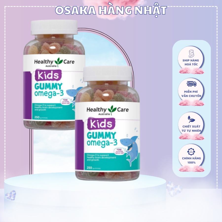 ⚠️FREESHIP⚠️Kẹo Gummy Omega3 Healthy Care cho Bé 250v, Úc