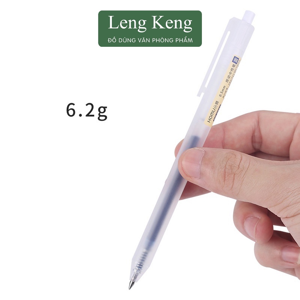 Bút bi bấm LENG KENG mực gel màu đen đỏ xanh ngòi 0.5mm viết trơn ra mực đều dụng cụ văn phòng phẩm
