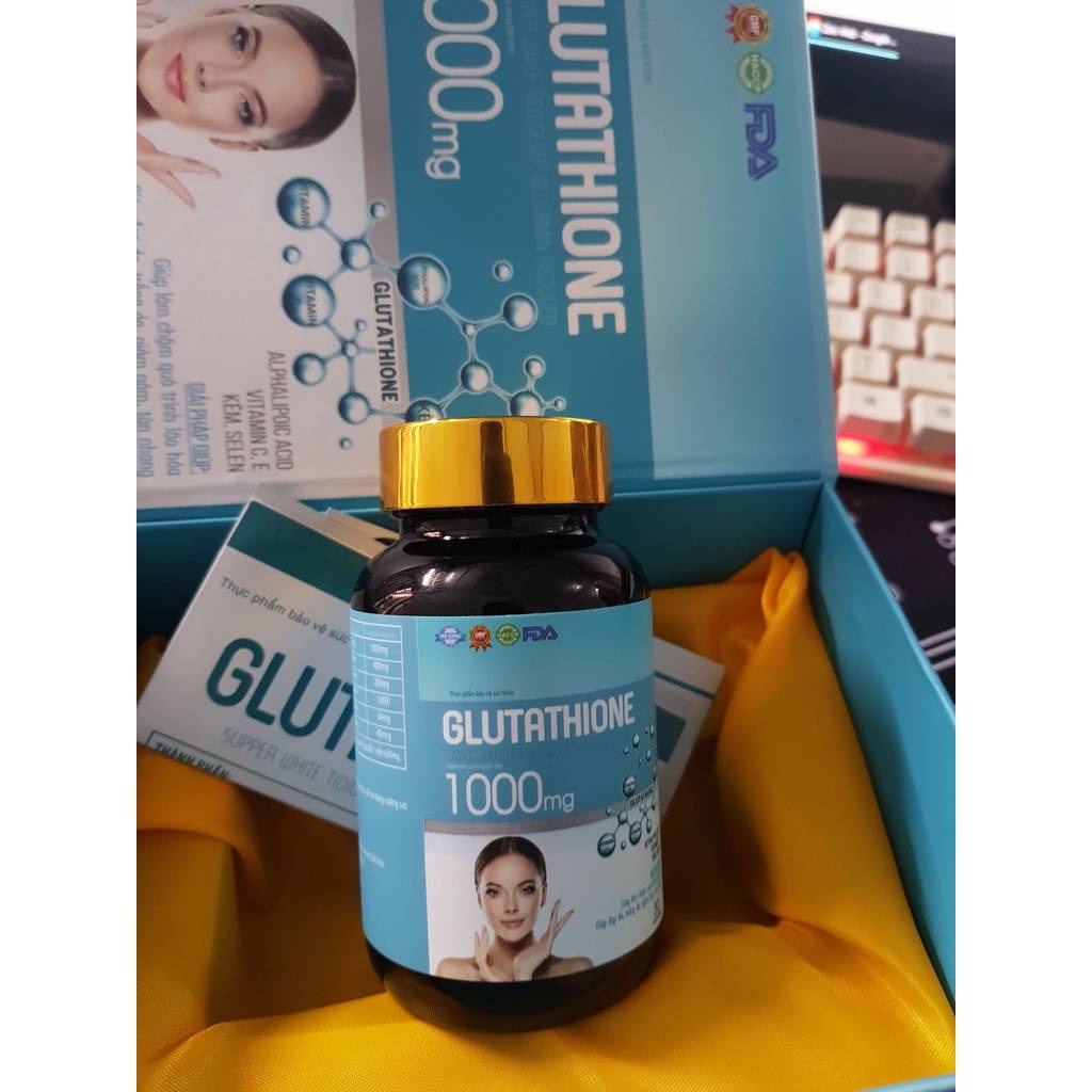 Viên Uống GLUTATHIONE 1000mg Viên uống trắng da giảm nám mờ nhăn chống lão hoá chính hãng