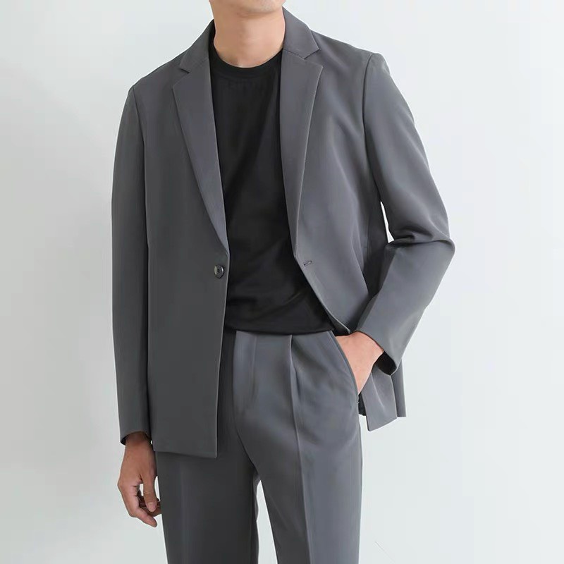 Áo Khoác Blazer Nam dáng Hàn Quốc form rộng dài tay , áo vest nam trẻ trung thời trang màu đen , màu trắng kem , màu ghi