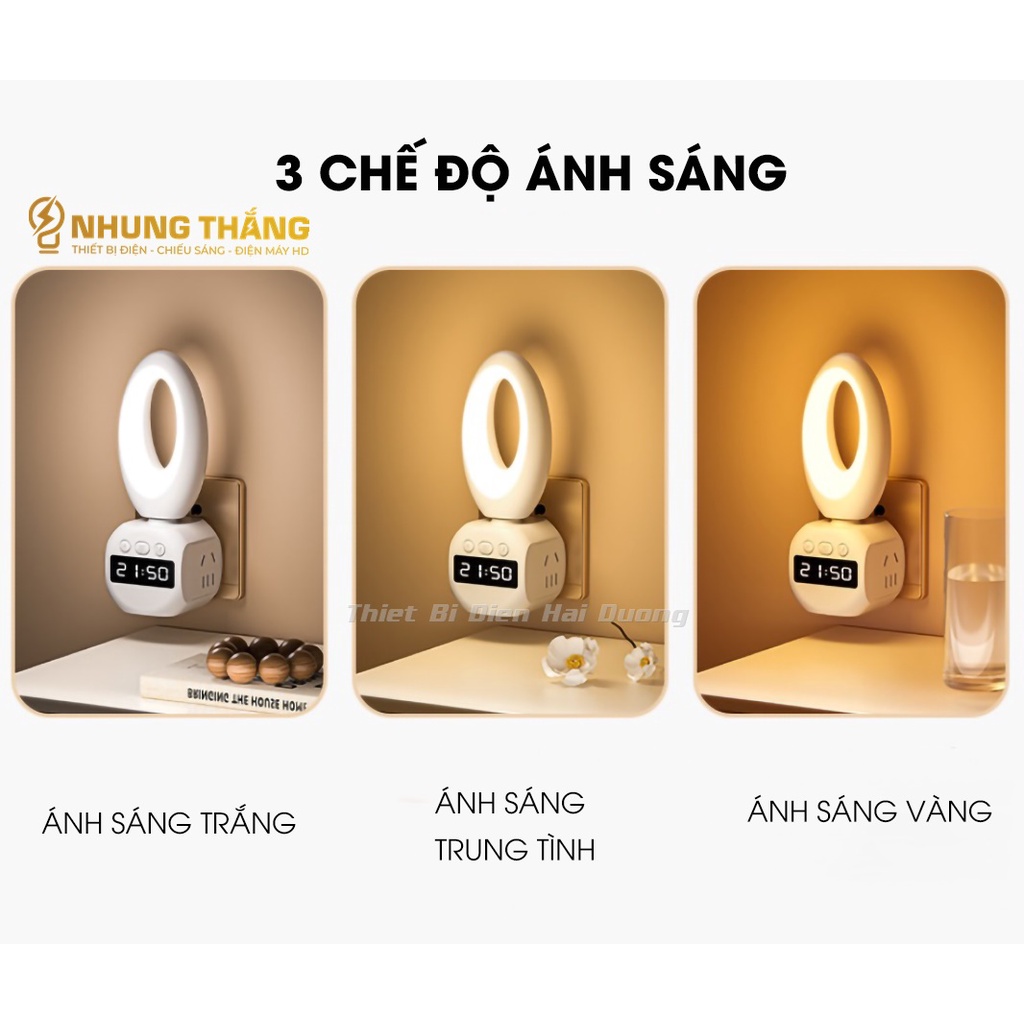 Đèn Ngủ Đồng Hồ Kiêm Ổ Cắm Điện OD-610 - Điều Khiển Từ Xa - 3 Chế Độ Ánh Sáng - Điều Chỉnh Độ Sáng - Hẹn Giờ
