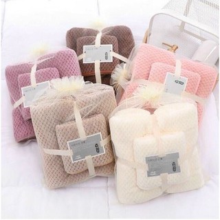 Set 2 Khăn Lông Cừu Hàn Quốc (Khăn Tắm + Khăn Mặt)