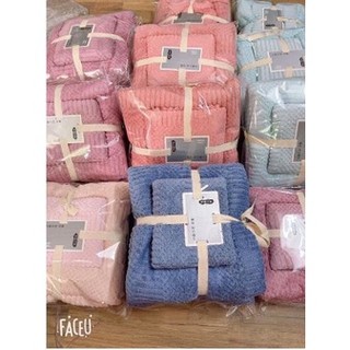 Set 2 Khăn Lông Cừu Hàn Quốc (Khăn Tắm + Khăn Mặt)