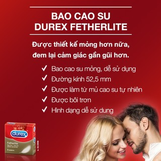 Bao cao su Durex Fetherlite 3 bao -Siêu mỏng