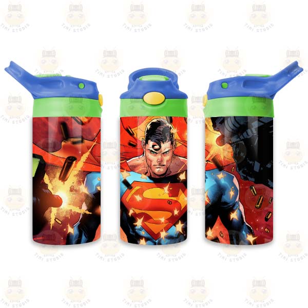 Bình Uống Nước Giữ Nhiệt Cho Bé Có Ống Hút Hình Superman - Inox 304 - Tỉ Mỉ Studio