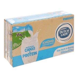 Thùng 24 bịch sữa tiệt trùng ít đường Dutch Lady Canxi & Protein 180ml