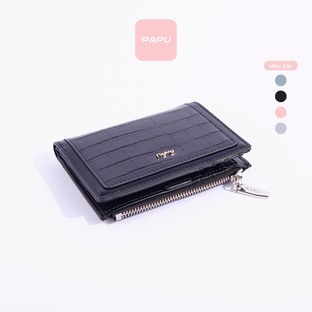 Ví Nữ Cầm Tay Mini PAPU Da Pu Cao Cấp Vân Cá Sấu Phối Màu Đựng Tiền, Thẻ VN32