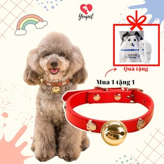 Vòng cổ chó mèo, vòng cổ cho chó có chuông, cho mèo có chuông, dây da họa tiết xương cá dễ thương YEUPET