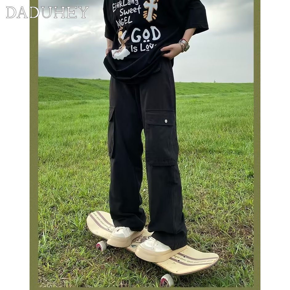 Quần kaki Cargo ROKY màu ĐEN/BE dài suông ống rộng túi hộp trơn form nam nữ unisex