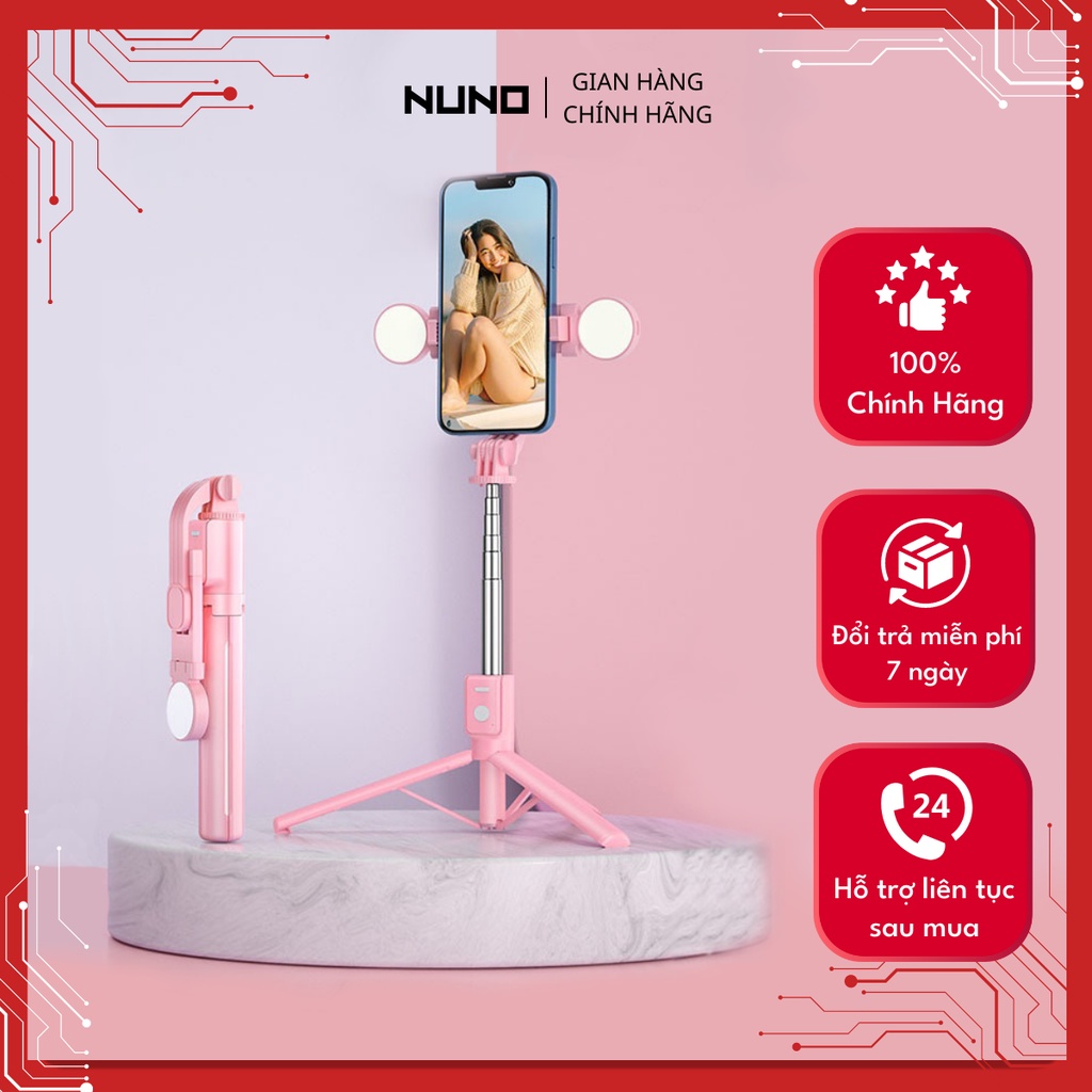 Gậy chụp ảnh tự sướng 3 chân có đèn sạc B11s NUNO, điều khiển từ xa, chụp ảnh du lịch, livetream, quay vlog