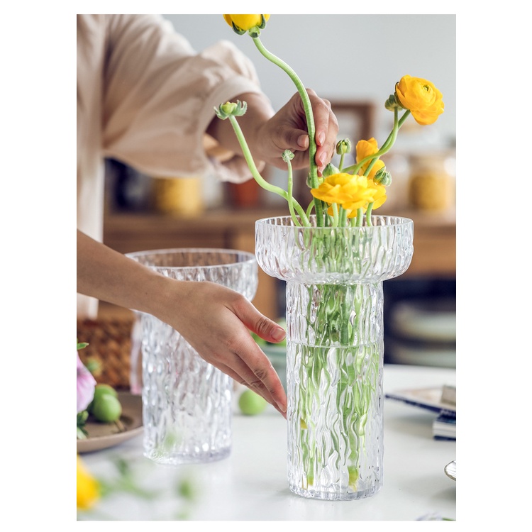 Lọ hoa thuỷ tinh dáng mặt hồ decor trang trí cao cấp phong các Bắc Âu