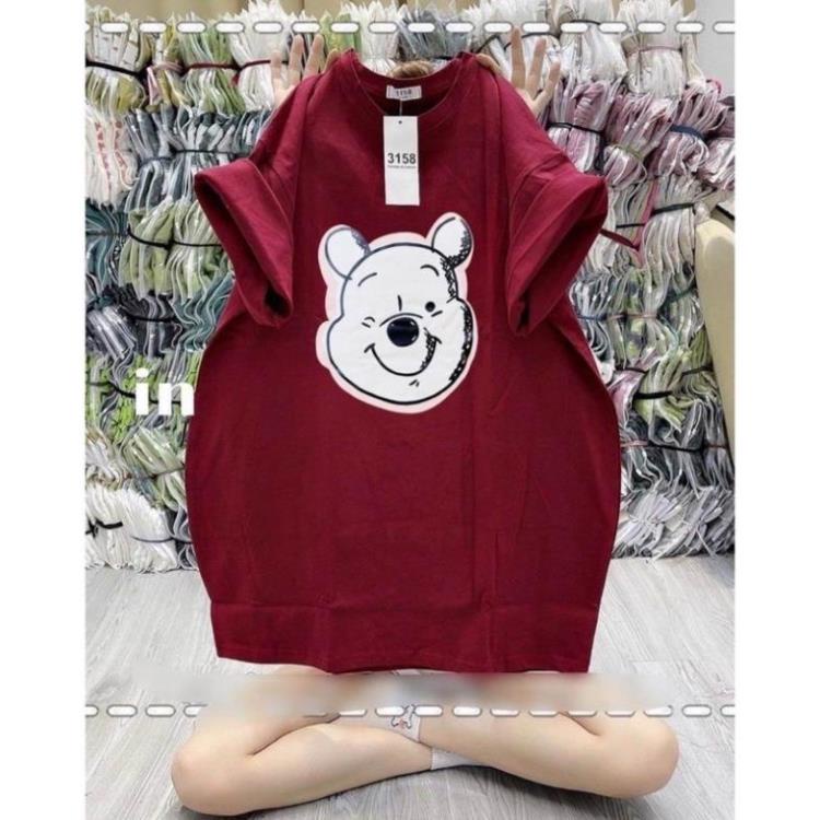 [Rẻ Vô Địch] Áo Phông Cotton Khô 3158 Form Rộng Nam Nữ Unisex In Hình Mặt Gấu M2