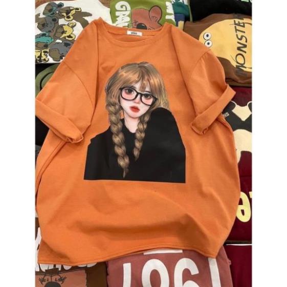 [Rẻ Vô Địch] Áo Thun Cotton Khô 3158 Form Rộng Unisex In Hình Cô Gái Trend M2