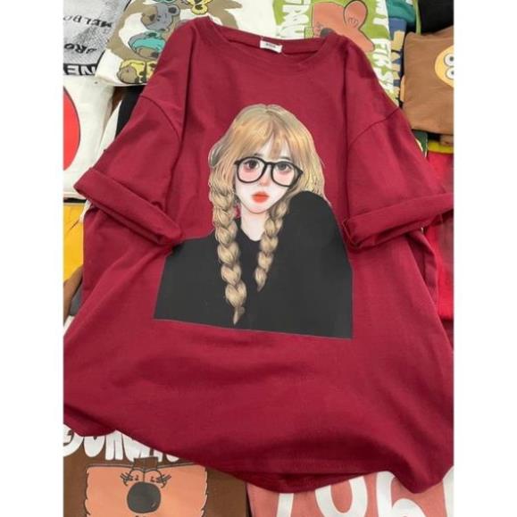[Rẻ Vô Địch] Áo Thun Cotton Khô 3158 Form Rộng Unisex In Hình Cô Gái Trend M2