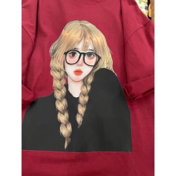 [Rẻ Vô Địch] Áo Thun Cotton Khô 3158 Form Rộng Unisex In Hình Cô Gái Trend M2