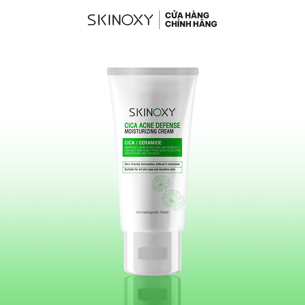 Kem dưỡng ẩm và làm dịu da chiết xuất rau má Skinoxy Cica Acne Defense Moisturizing Cream – 50g