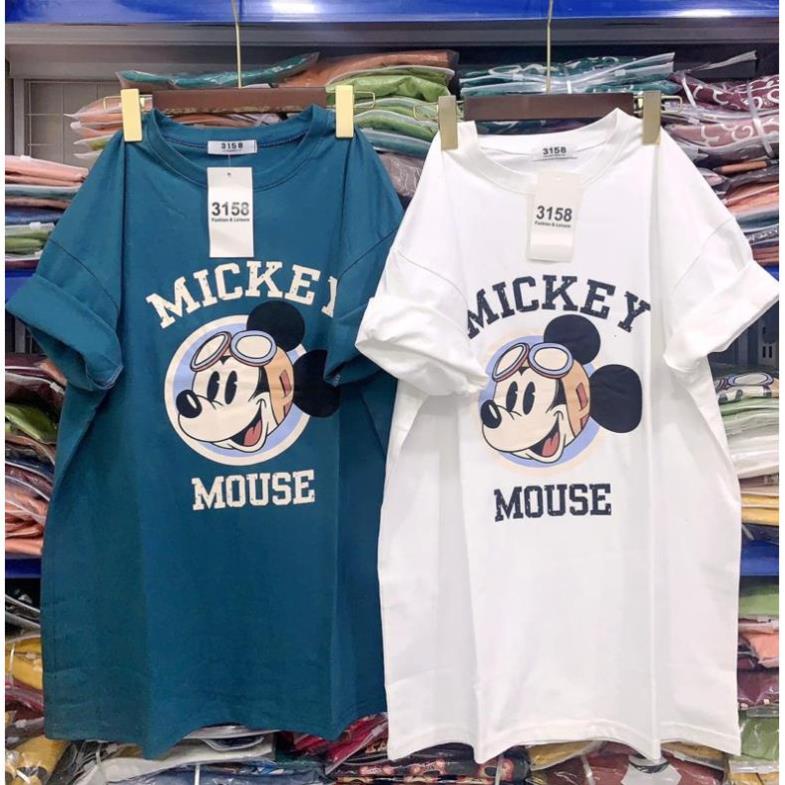 [ Rẻ vô địch ] Áo phông tay lỡ 3158 cotton khô form rộng nam nữ unisex in hình chuột MICKEY